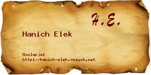 Hanich Elek névjegykártya